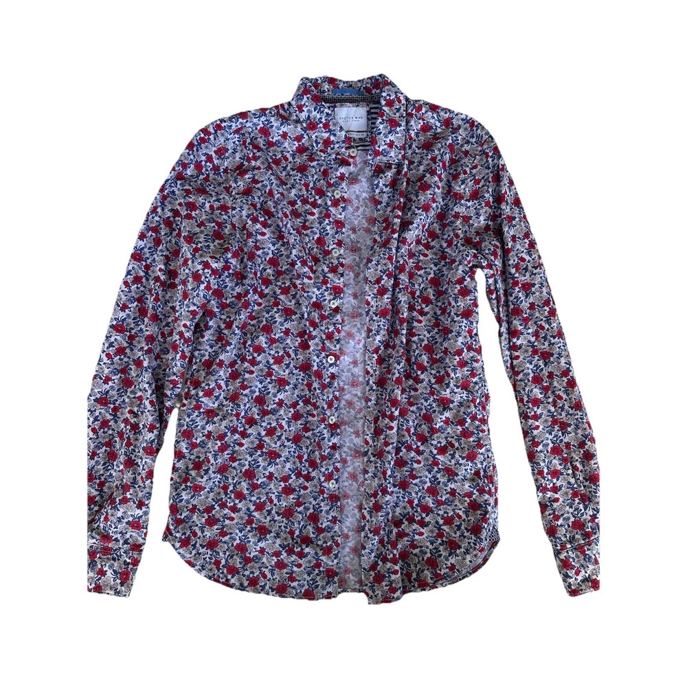 Mens floral print button up longsleeve shirt men sz small Cactus Man Ricky Singh